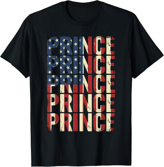 Prince American Flag Distressed Patriotic T-Shirt - T-Shirt | Black