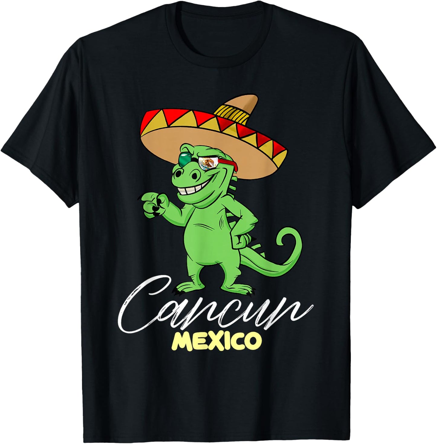 Cancun Mexico Mexican T Rex Dino Funny Cancun T-Shirt - T-Shirt | Black