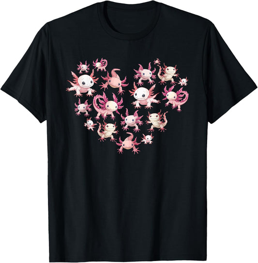 Axolotl Shirt Axolotl Shirts for Girls Women Heart Cute T-Shirt - T-Shirt | Black