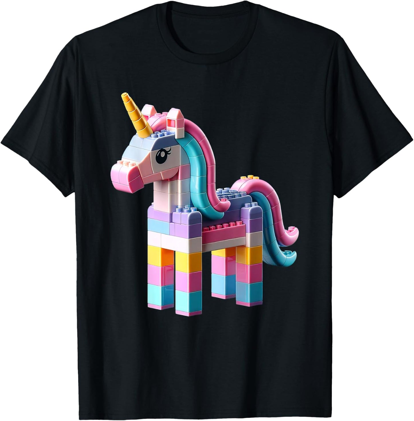 Master Builder Bricks Blocks Play Toys Unicorn T-Shirt - T-Shirt | Black
