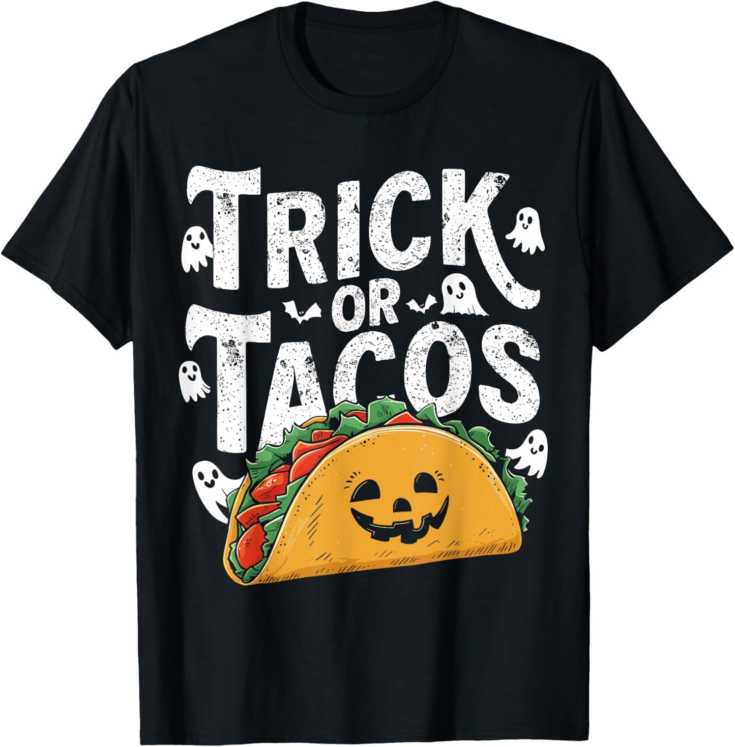 Trick or Tacos Mexican Funny Halloween Taco Food Lover T-Shirt - T-Shirt | Black