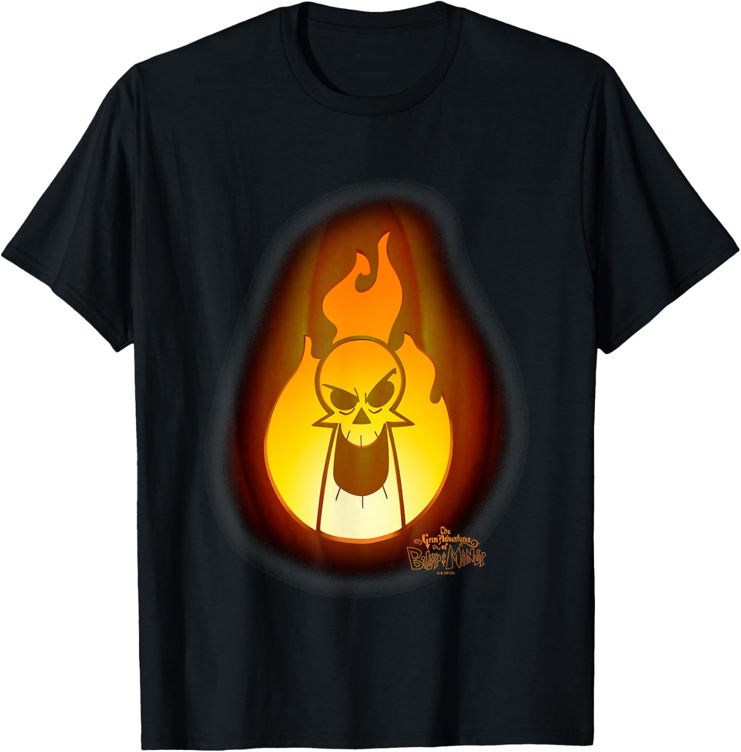 The Grim Adventures of Billy and Mandy Grim On Fire Big Logo T-Shirt - T-Shirt | Black