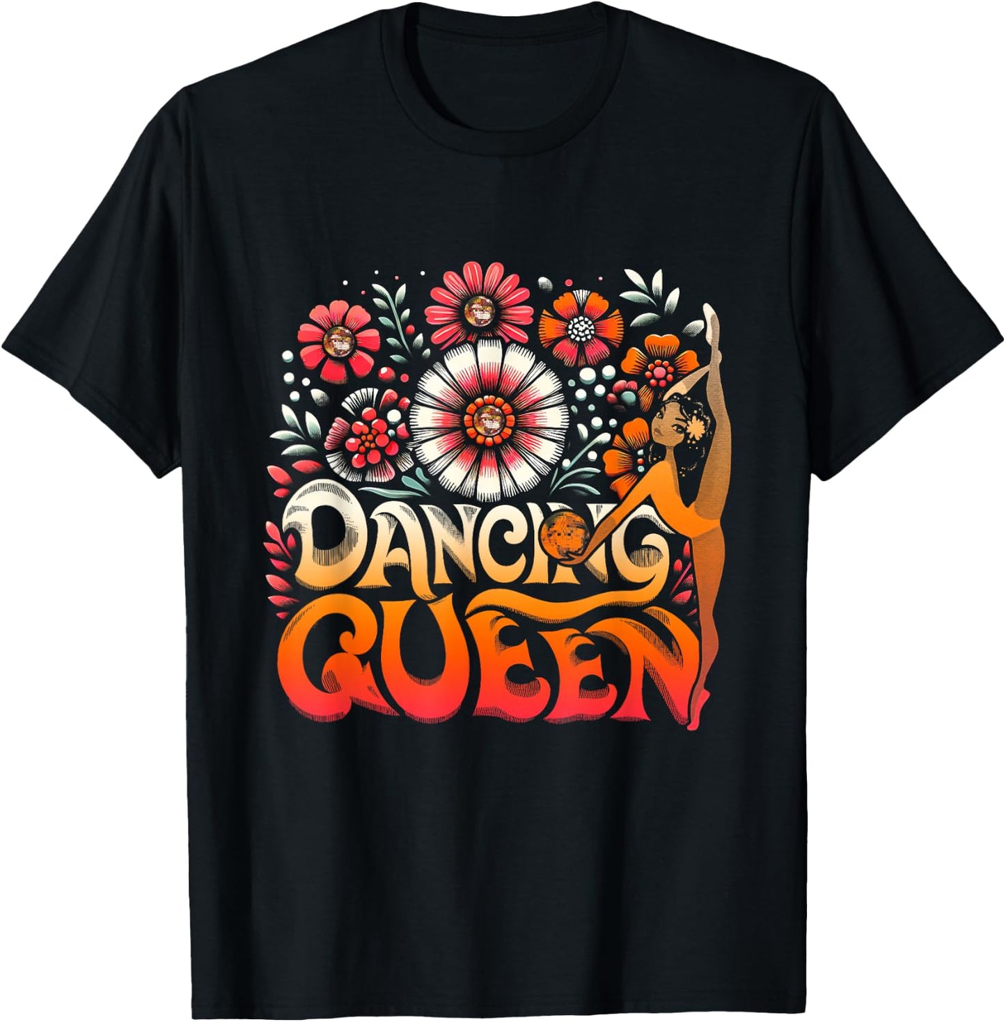 Dancing a Queen Dancing Vintage 70s 80s For Dance Parties T-Shirt - T-Shirt | Black
