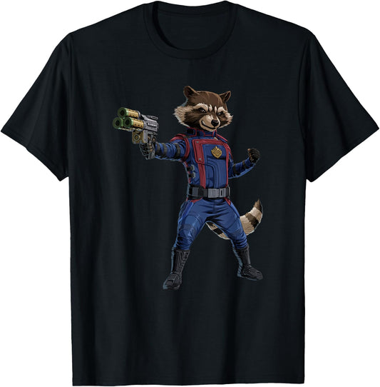 Marvel Guardians of the Galaxy Vol. 3 Rocket Attack Pose T-Shirt - T-Shirt | Black