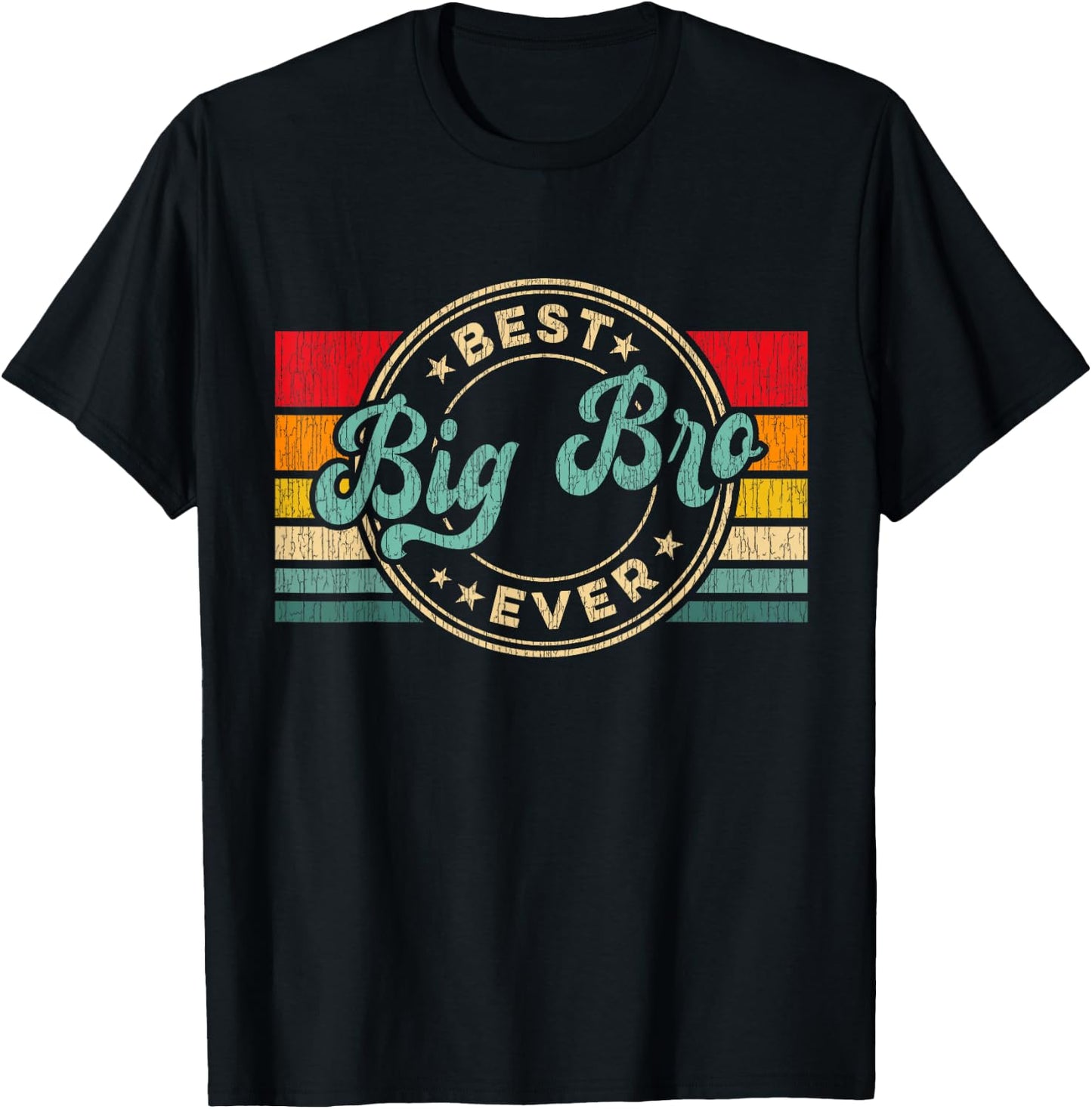 Best Big Brother Ever Vintage Retro Big Brother Gift T-Shirt - T-Shirt | Black
