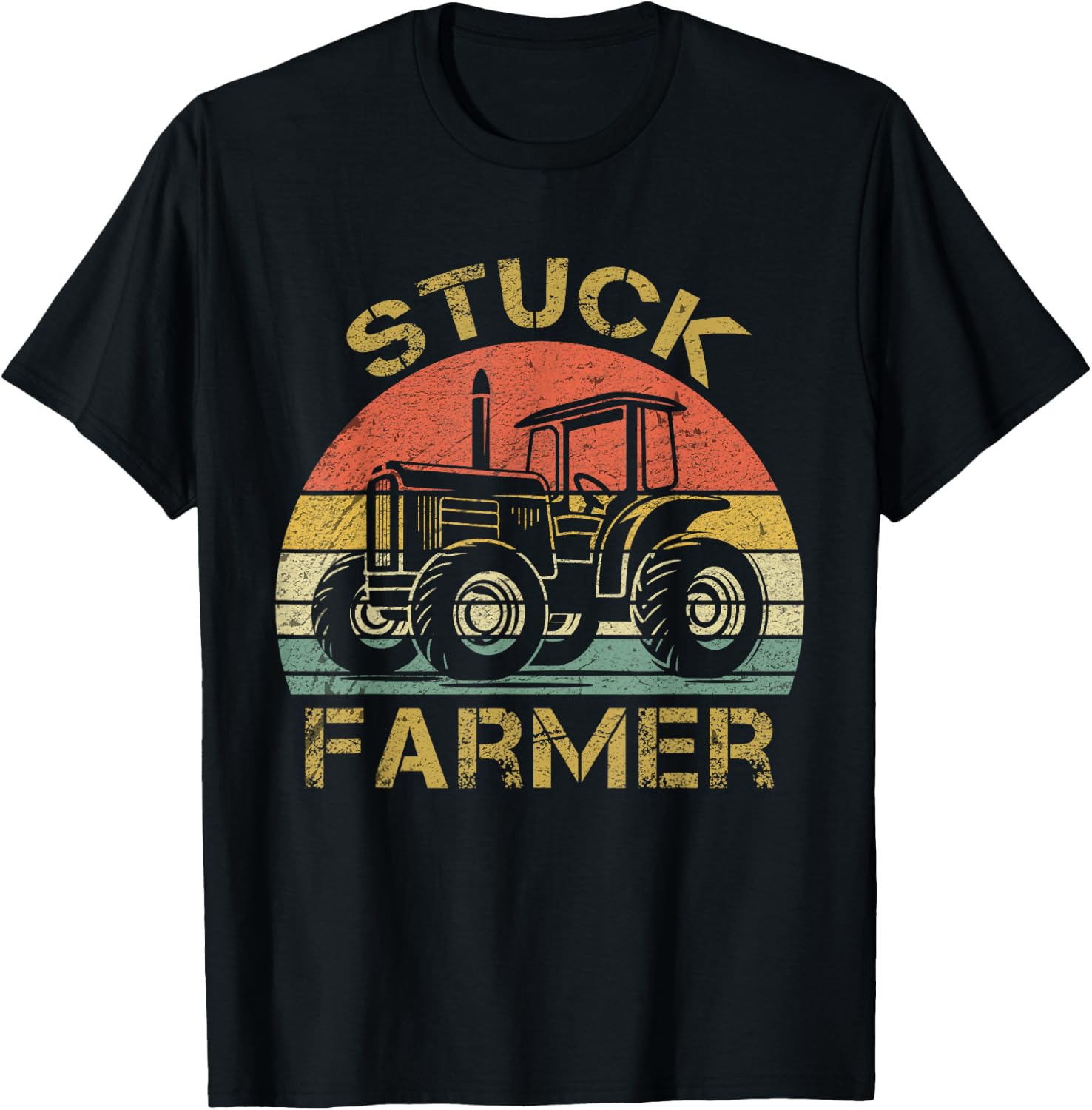 Funny Vintage Stuck Farmer , farmer men women and kids T-Shirt - T-Shirt | Black