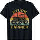 Funny Vintage Stuck Farmer , farmer men women and kids T-Shirt - T-Shirt | Black