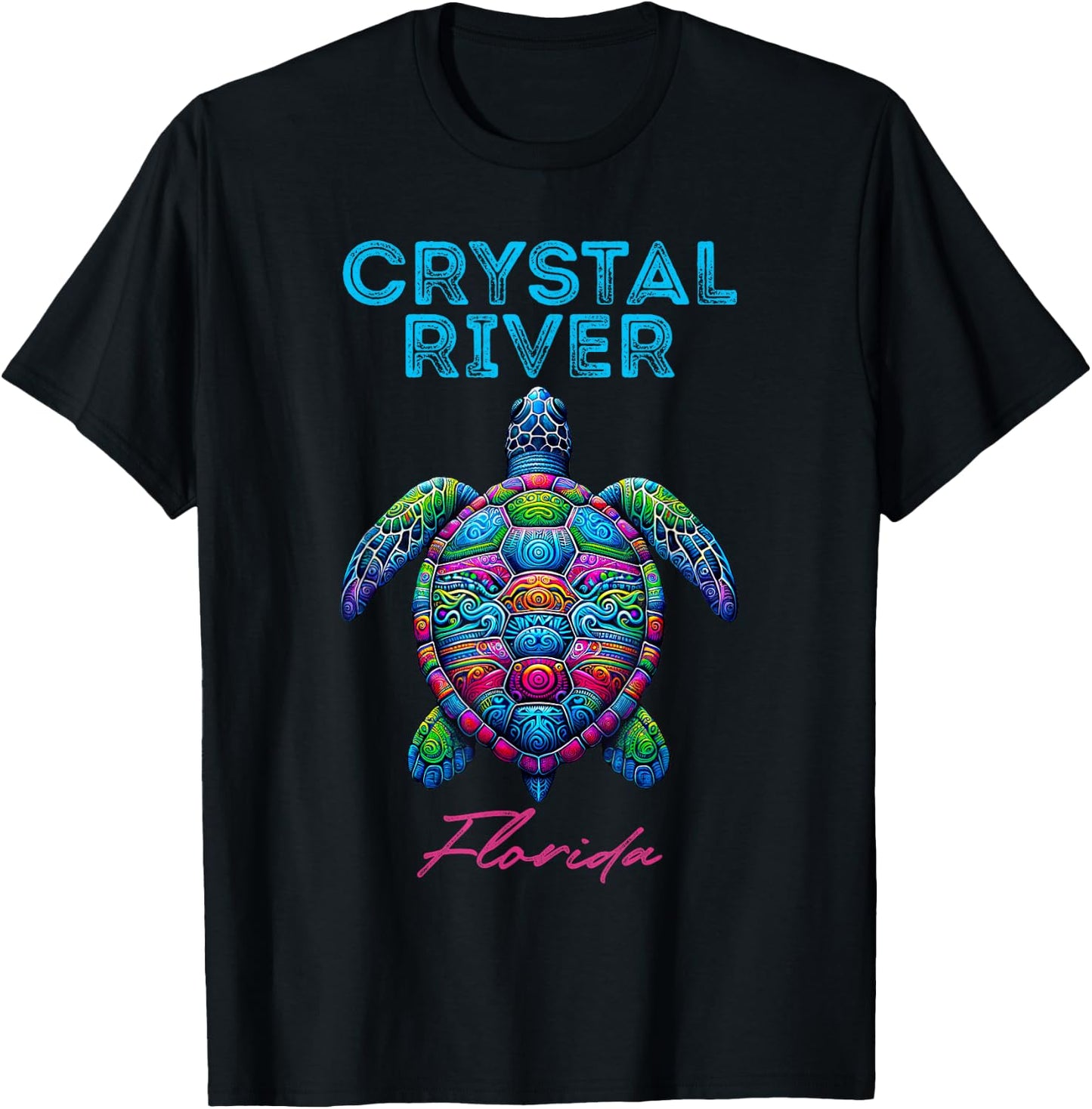 Crystal River Florida Tribal Beach Sea Turtle T-Shirt - T-Shirt | Black