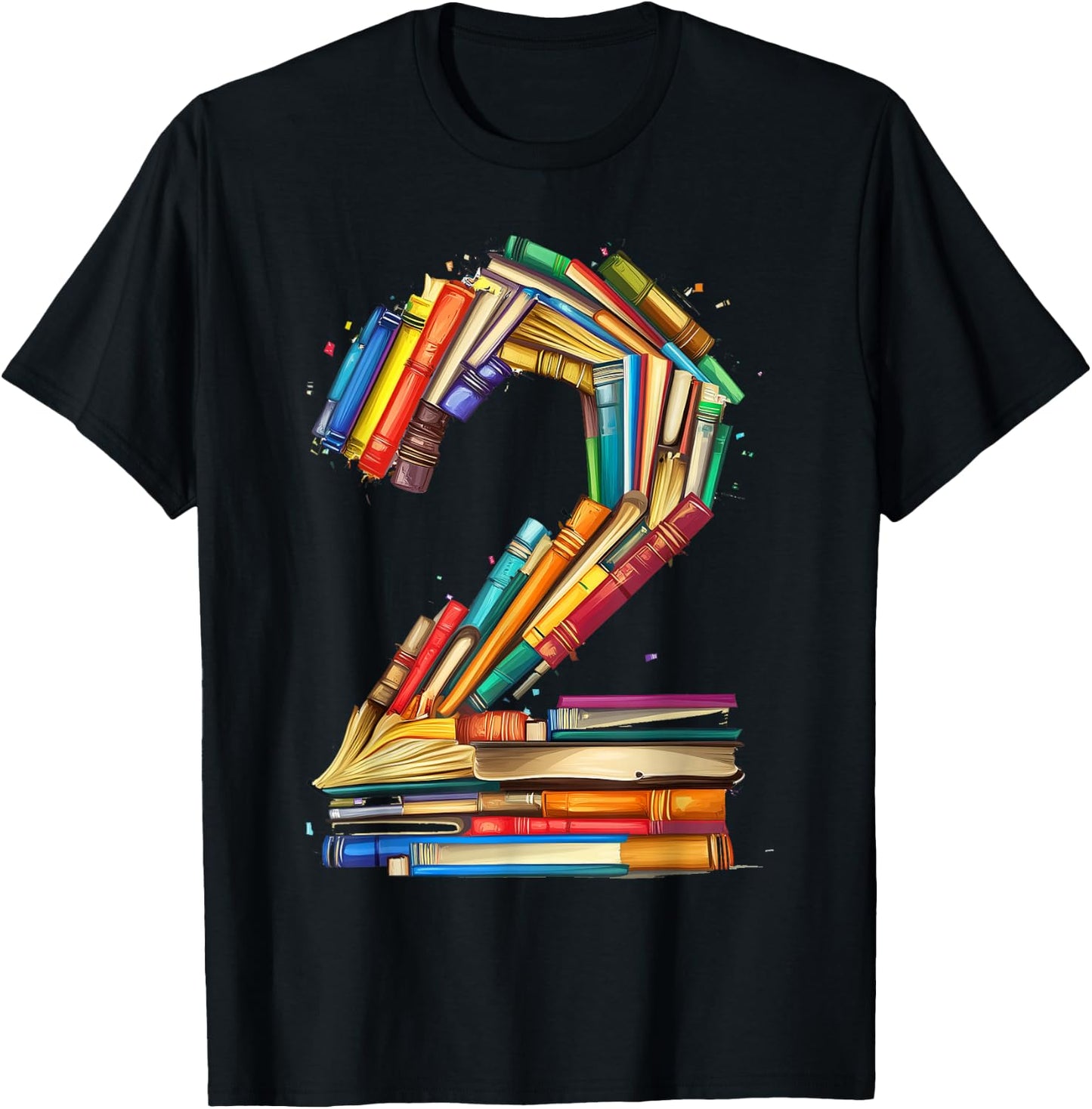 Toddler 2nd Birthday Books Themed 2 Year Old Boys Kids Girls T-Shirt - T-Shirt | Black
