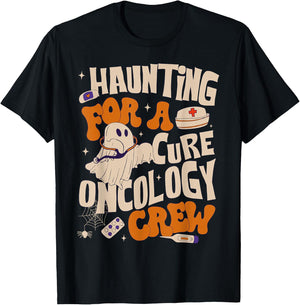 Haunting For A Cure Oncology Crew Ghost Nurse Halloween T-Shirt - T-Shirt | Black