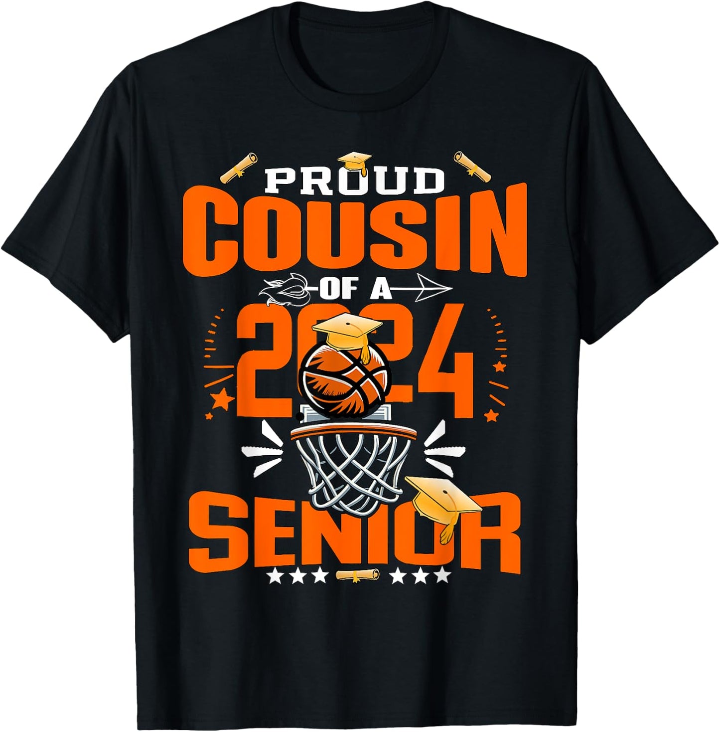 Proud Cousin Of A 2024 Senior Basketball Graduate Grad 2024 T-Shirt - T-Shirt | Black