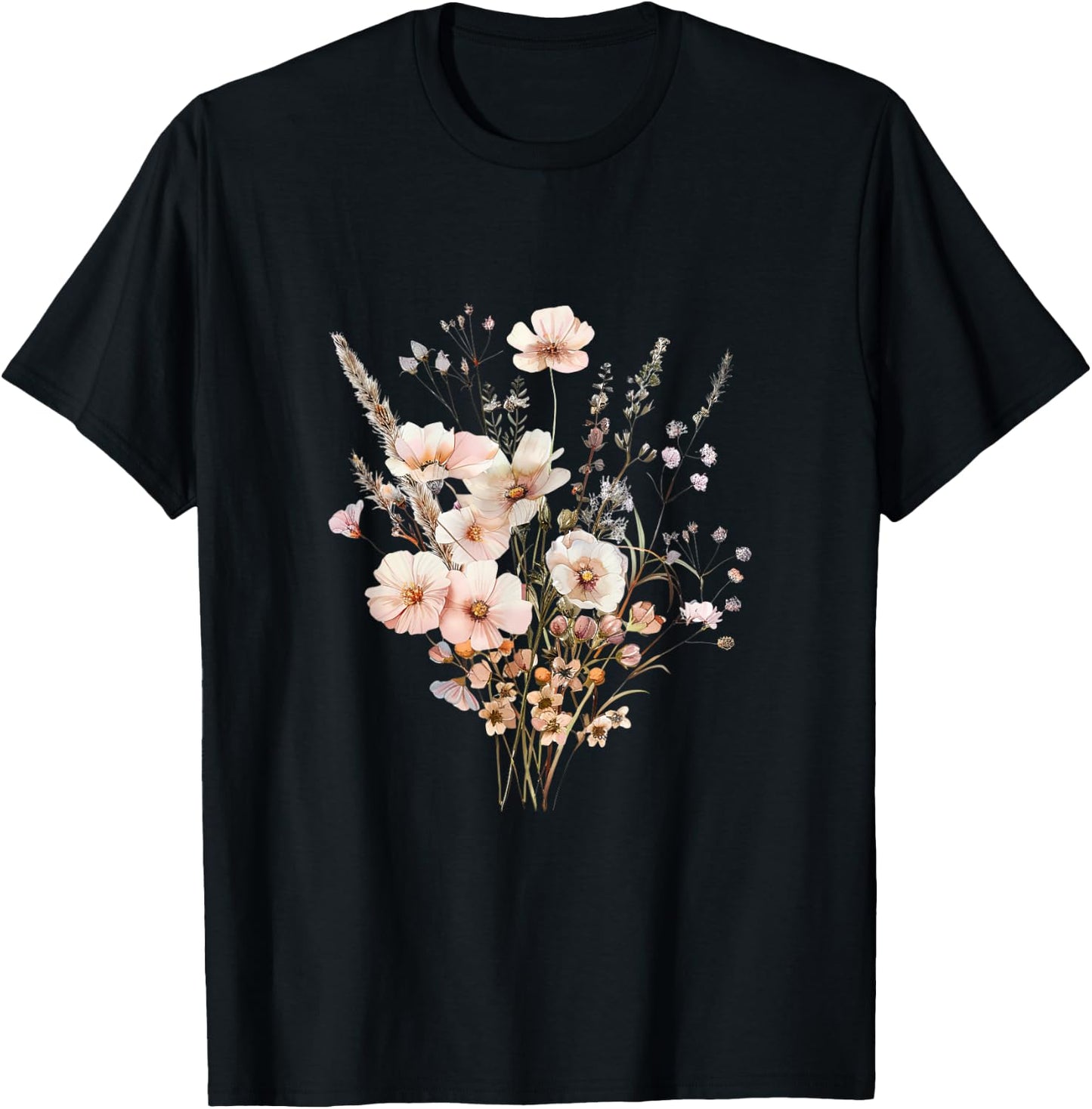 Summer Flower Botanical Nature Lover Floral Art Wildflower Women Kids T-Shirt - T-Shirt | Black