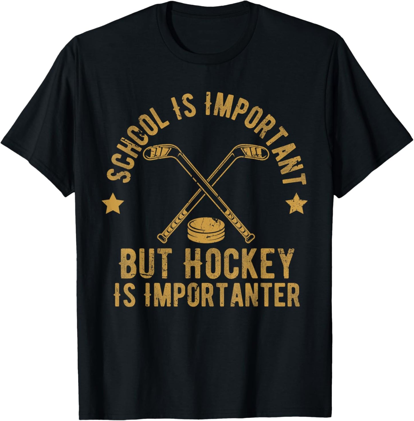 Funny Hockey School Is Important But Hockey is Importanter T-Shirt - T-Shirt | Black