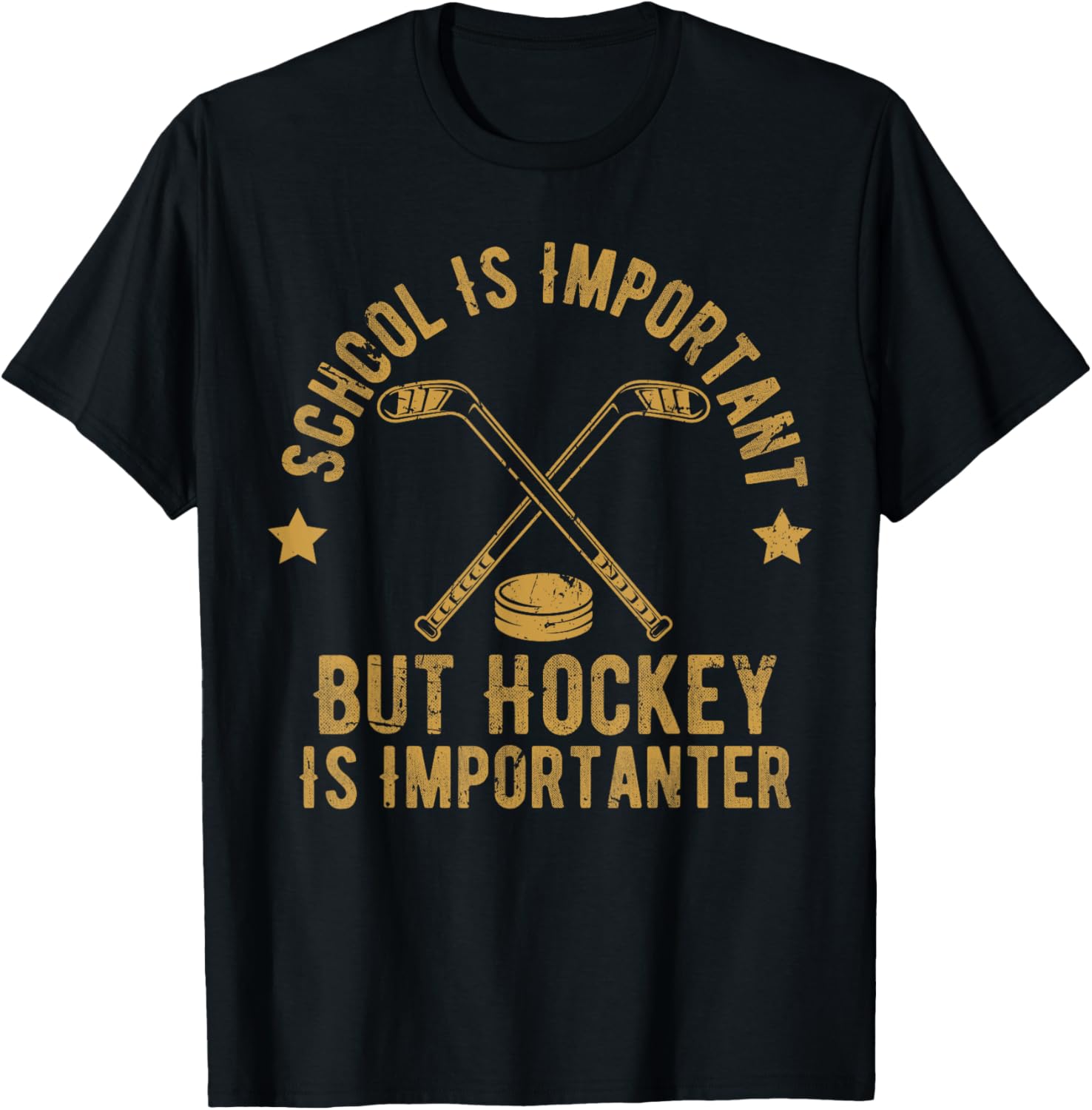 Funny Hockey School Is Important But Hockey is Importanter T-Shirt - T-Shirt | Black