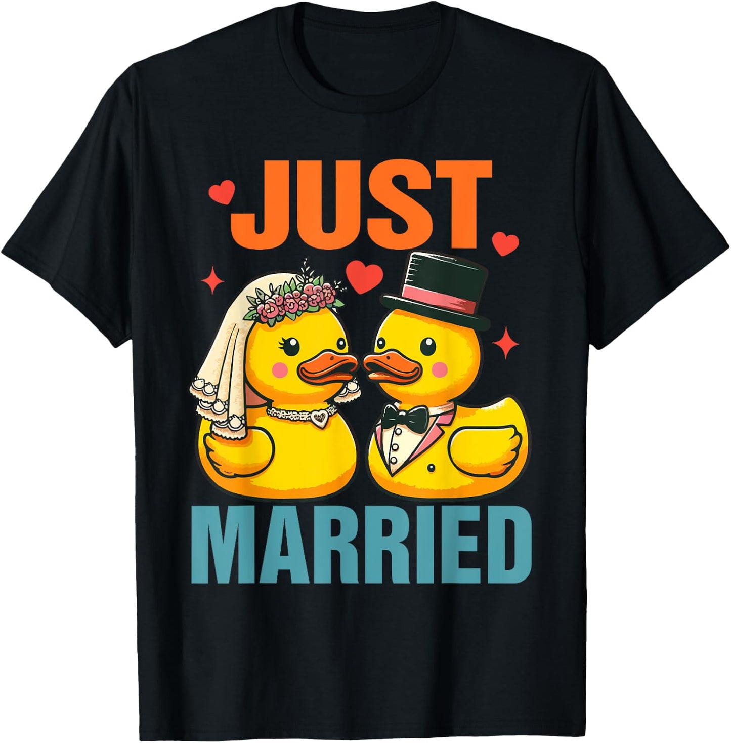 Bride & Groom Newlywed Wedding Rubber Ducks Just Married T-Shirt - T-Shirt | Black