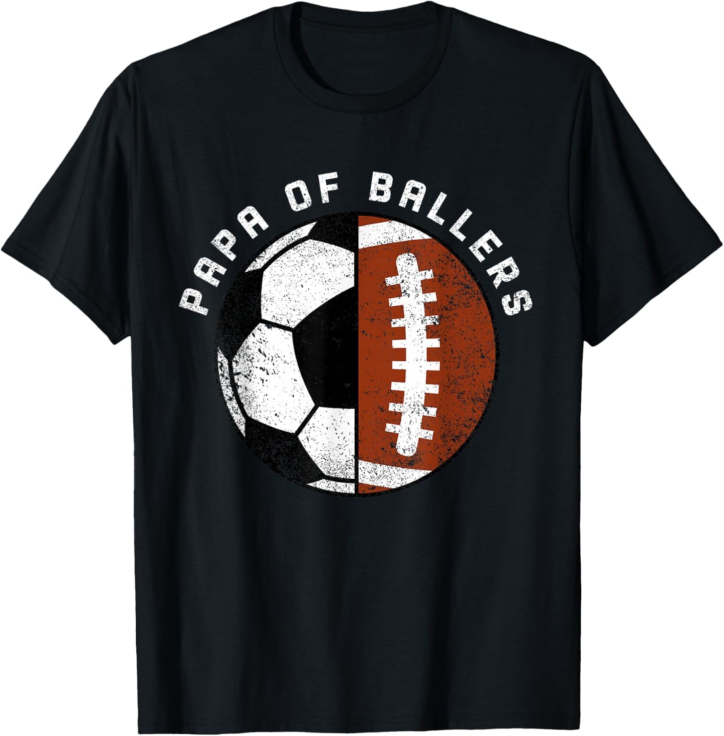 Papa Of Ballers Funny Soccer Football Papa T-Shirt - T-Shirt | Black