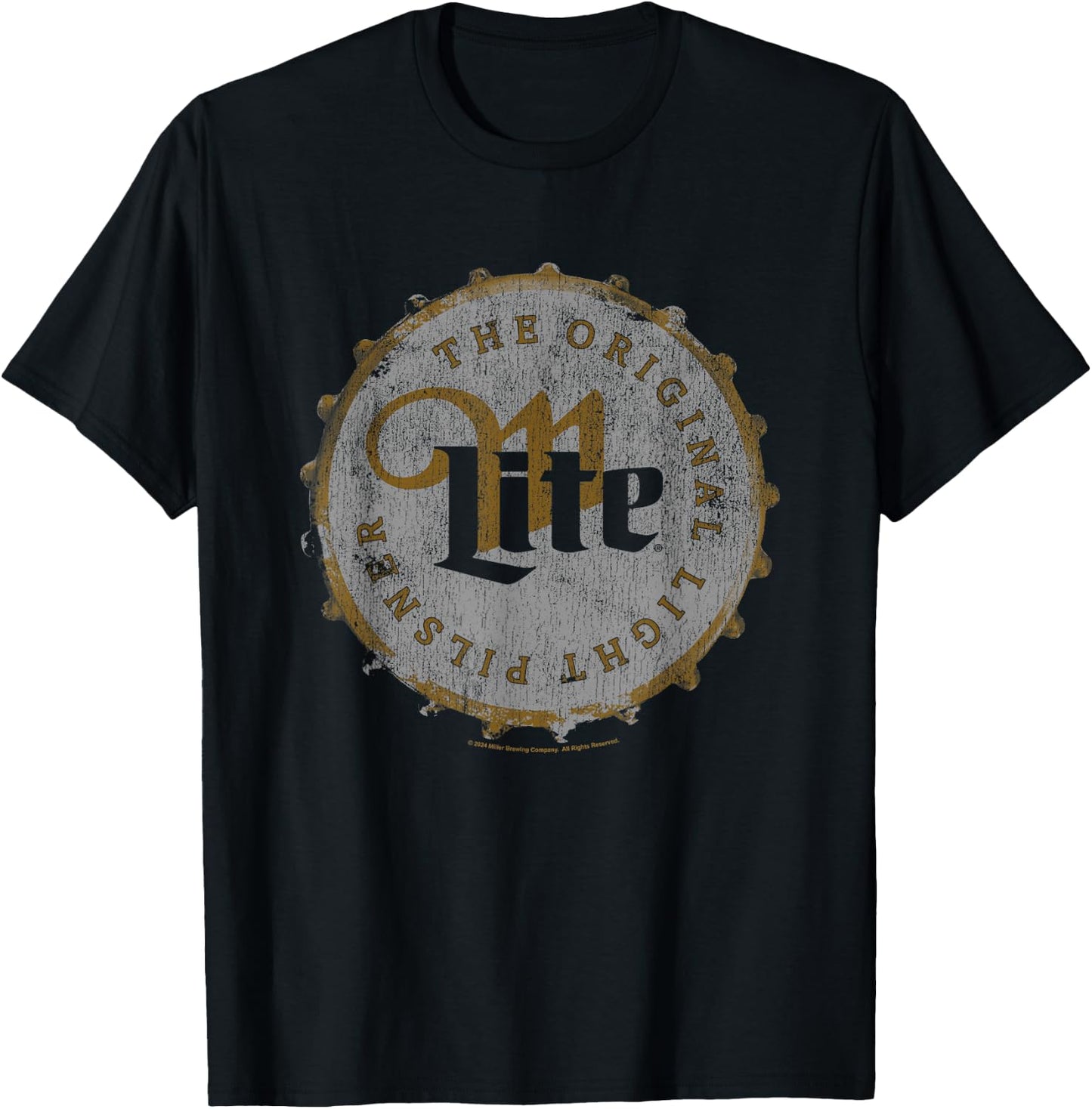 Miller Lite The Original Light Pilsner Bottle Cap Vintage T-Shirt - T-Shirt | Black
