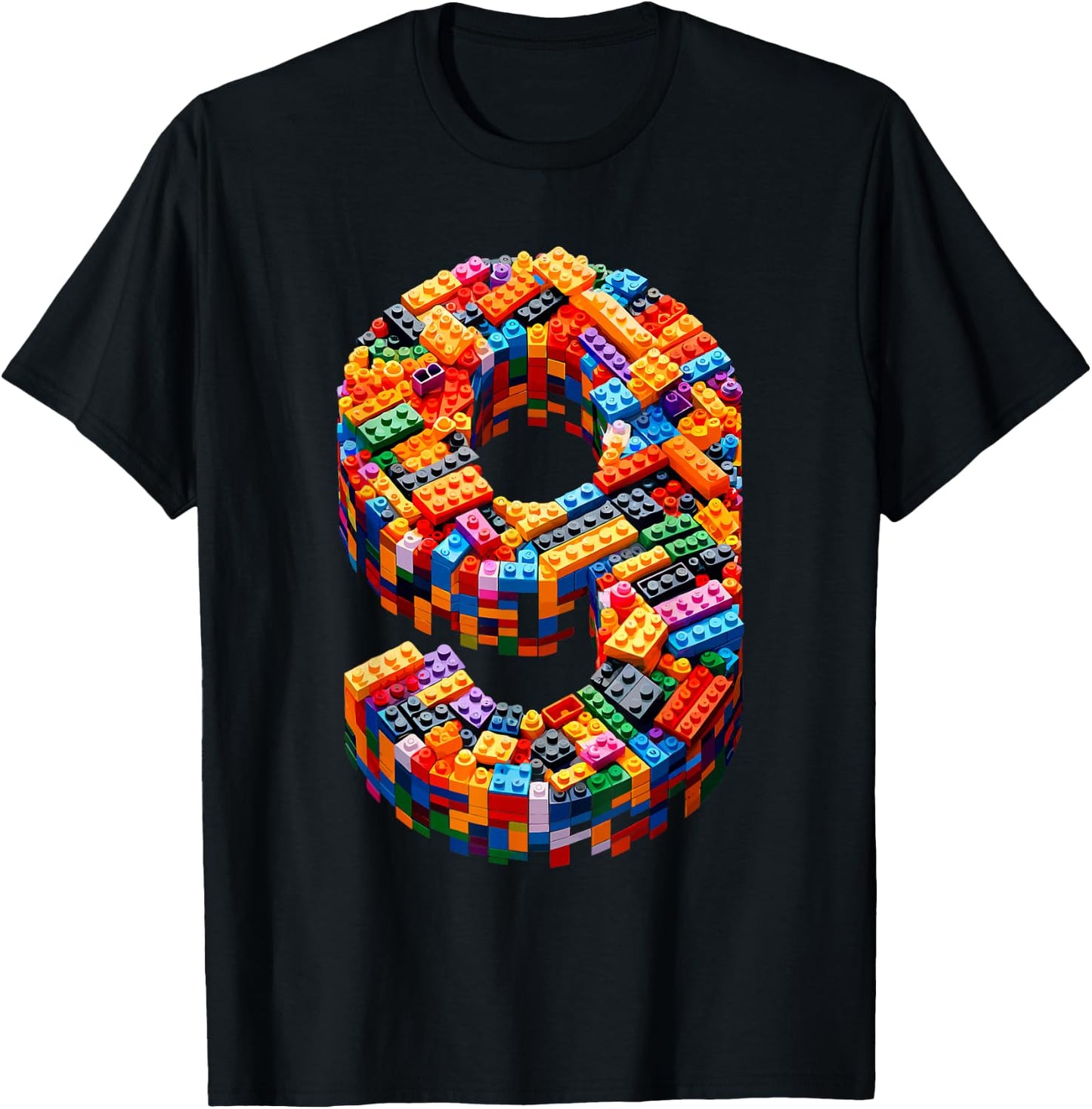 9 Year Old Blocks Building Master Builder 9th Birthday Boy T-Shirt - T-Shirt | Black