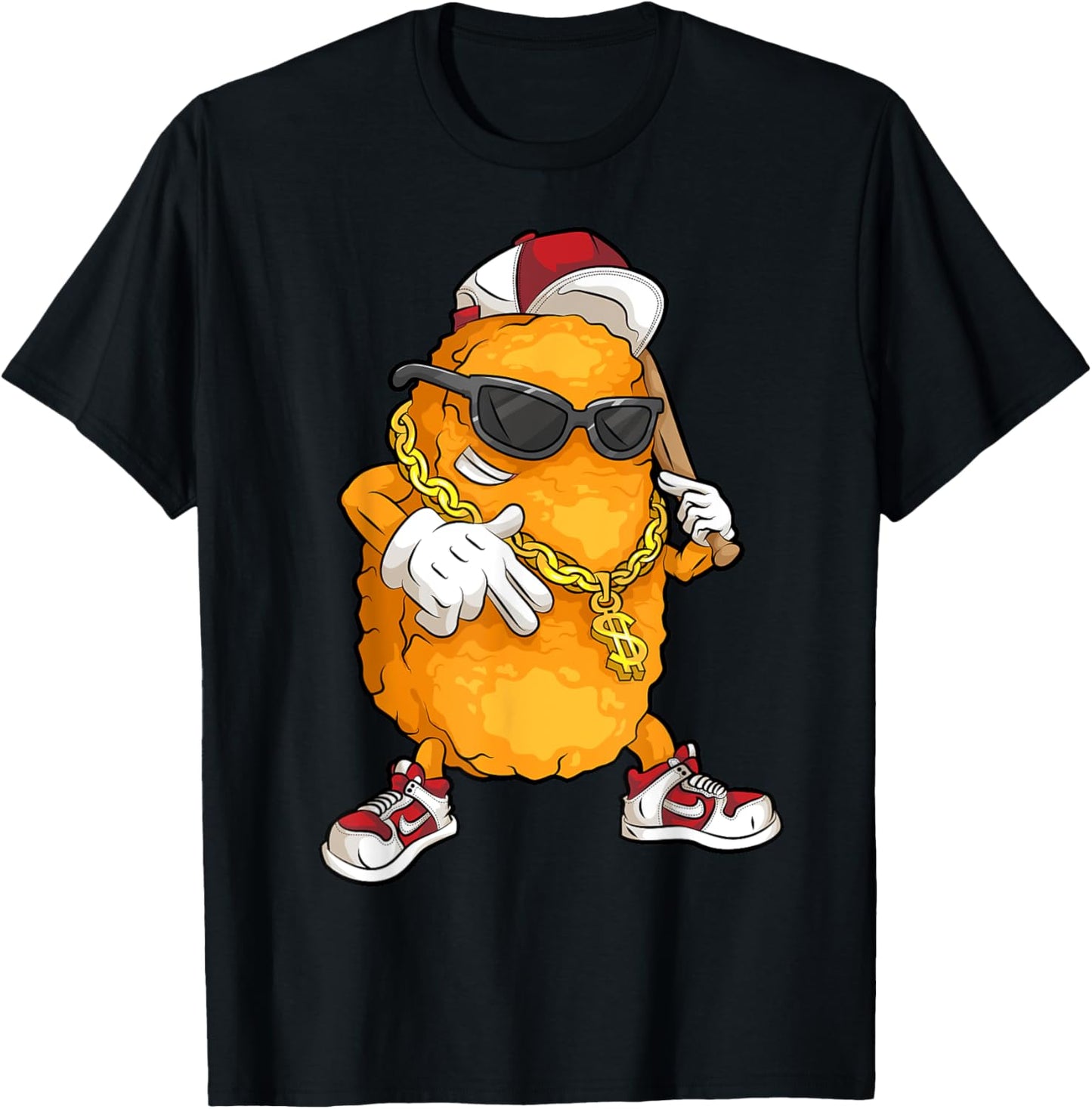 Cool Chicken Nugget Art For Boys Kids Chicken Nugget Lover T-Shirt - T-Shirt | Black