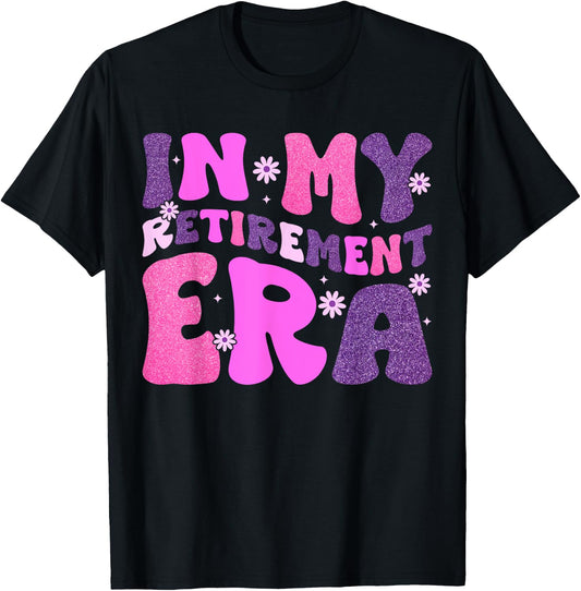In My Retirement Era Retro Groovy Teacher Retired 2024 Women T-Shirt - T-Shirt | Black