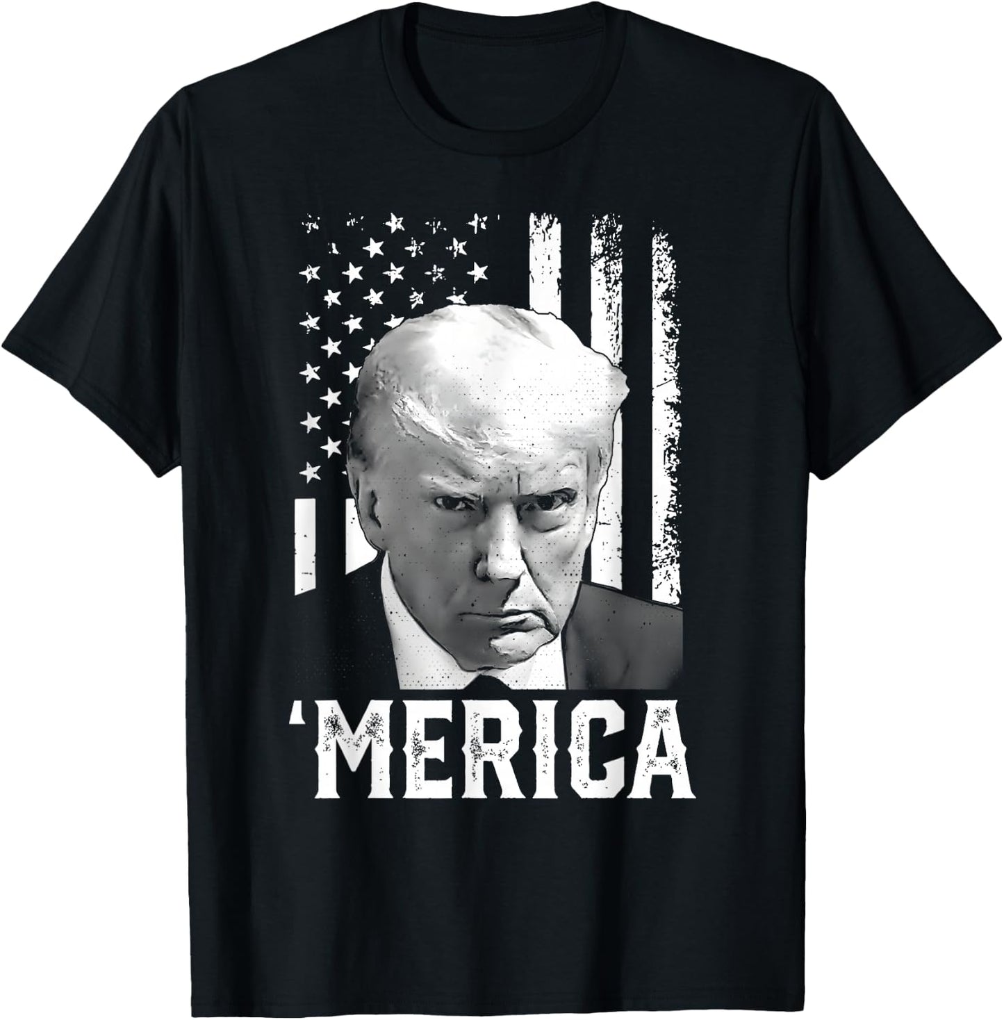 'MERICA TRUMP Happy 4th Of July Trump American Flag Gifts T-Shirt - T-Shirt | Black
