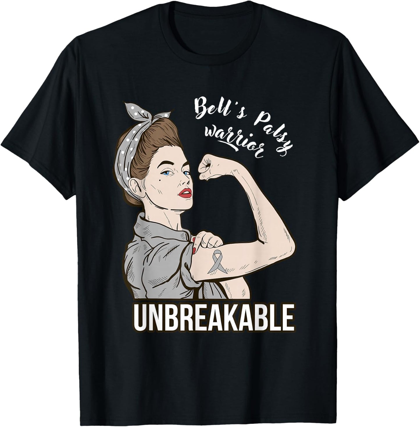 Bell's Palsy Awareness Warrior Unbreakable Support T-Shirt - T-Shirt | Black
