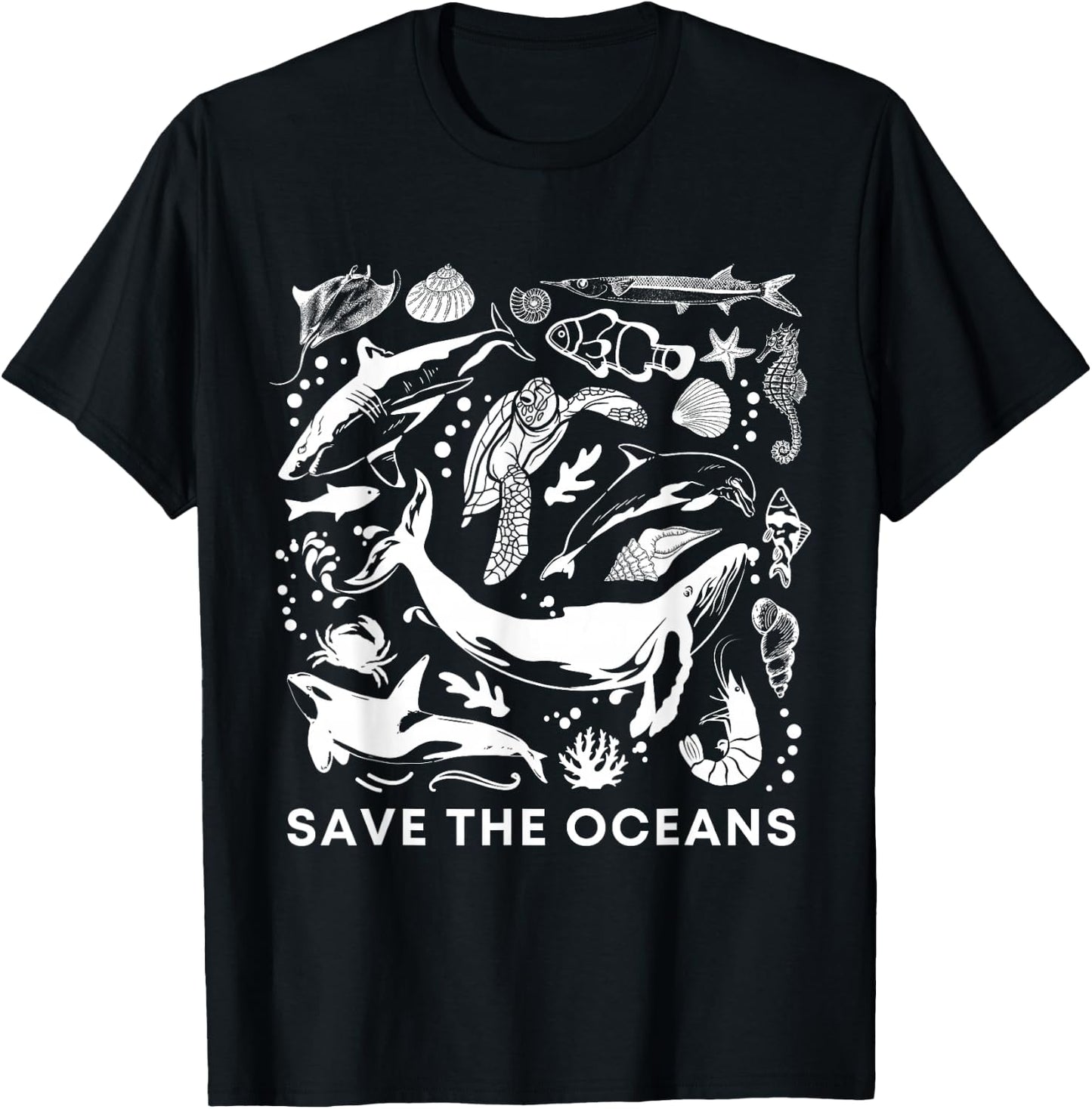 Save the Oceans-Whale Turtle Orca, Climate change-sea lover T-Shirt - T-Shirt | Black