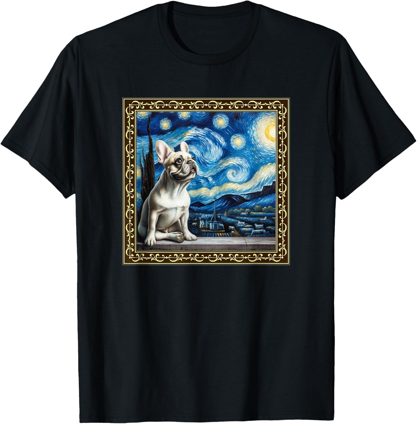 Starry Night French Bulldog Van Gogh Frenchie Painting Women T-Shirt - T-Shirt | Black