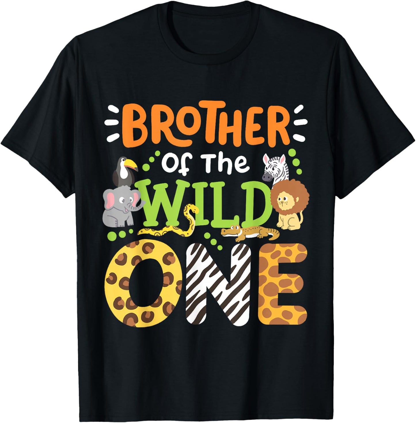 Brother Of The Wild One Kids Boys Safari Zoo Birthday Family T-Shirt - T-Shirt | Black