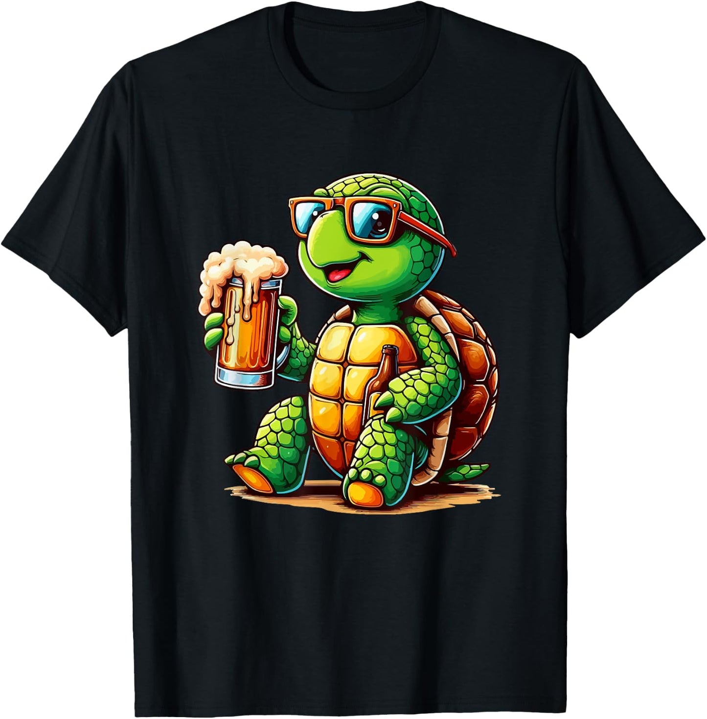 Turtle Drinking Beer Oktoberfest Holiday German Funny Party T-Shirt - T-Shirt | Black