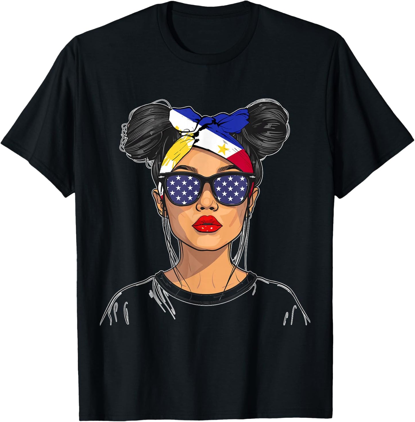 Philippines Flag Outfit for Woman American Souvenir Filipina T-Shirt - T-Shirt | Black