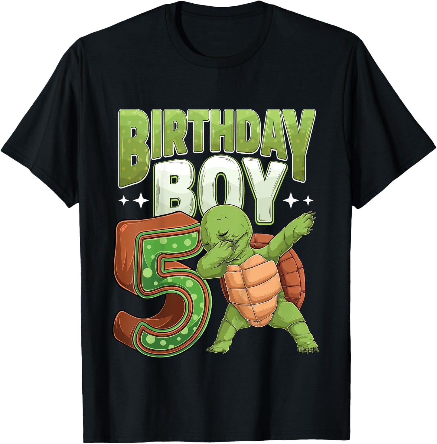 Kids 5 year old Turtle animal lovers 5th Birthday Boy T-Shirt - T-Shirt | Black