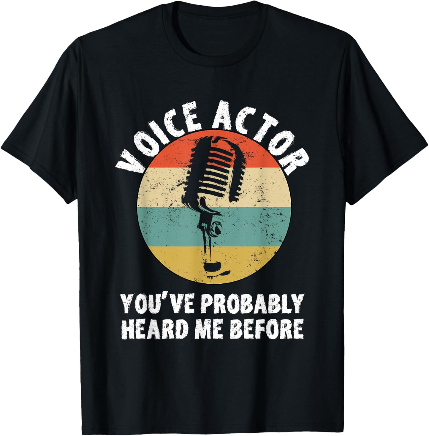 Voice Actor Design Vintage Microphone Voice Over Artist T-Shirt - T-Shirt | Black