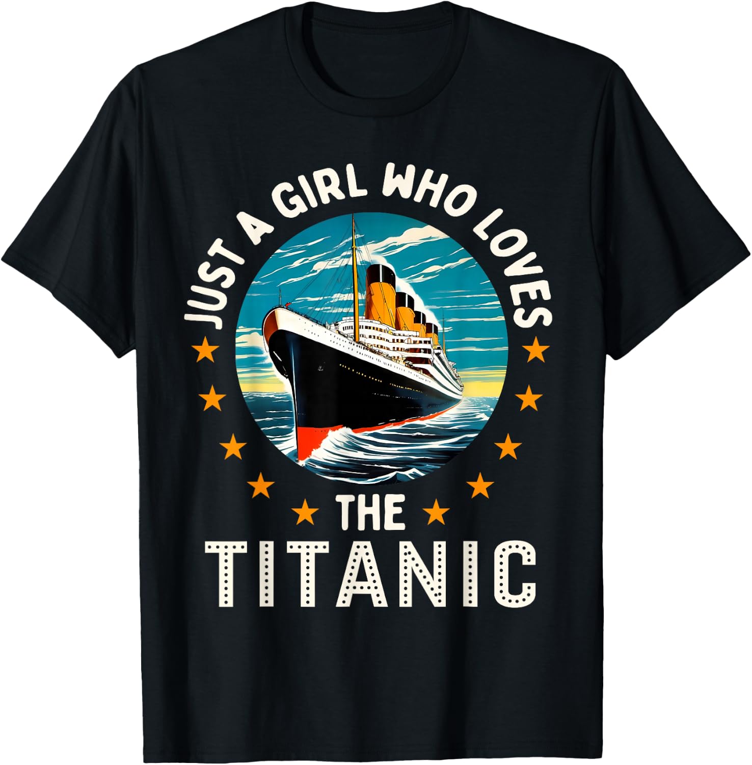 A Girl Who Loves the RMS Titanic Girls T-Shirt - T-Shirt | Black