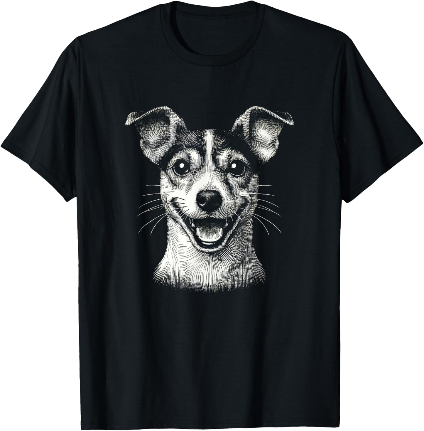 Rat Terrier Dog Face Art Design And Men T-Shirt - T-Shirt | Black