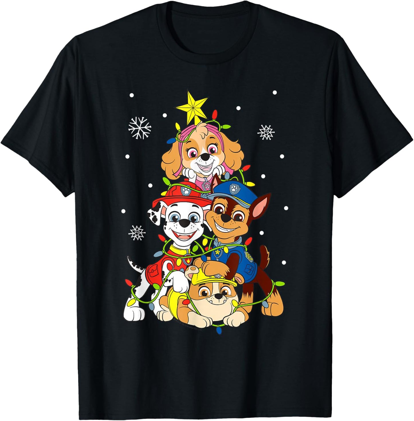 Paw Patrol Sky Chase Christmas Tree T-Shirt - T-Shirt | Black