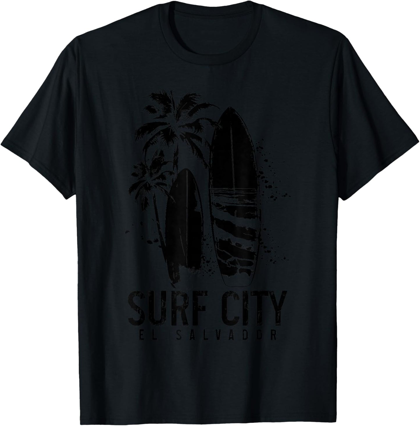 Surf City El Salvador Vintage Surfer T-Shirt - T-Shirt | Black