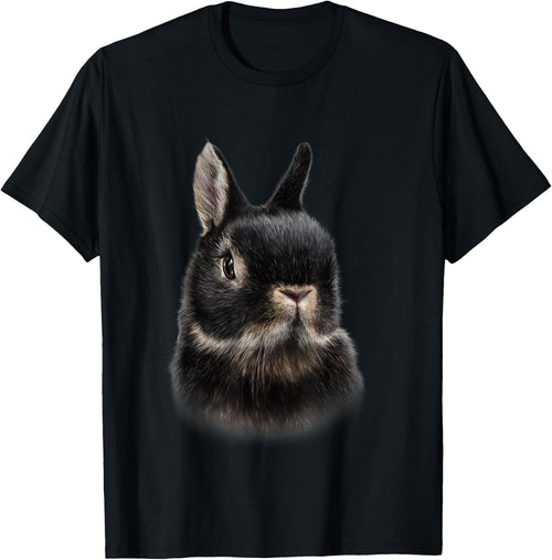 Fox Republic Design Black Netherland Dwarf Rabbit Bust Women's Adult Modern Animal Theme Cotton Polyester