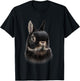 Fox Republic Design Black Netherland Dwarf Rabbit Bust Women's Adult Modern Animal Theme Cotton Polyester T-Shirt - T-Shirt | Black