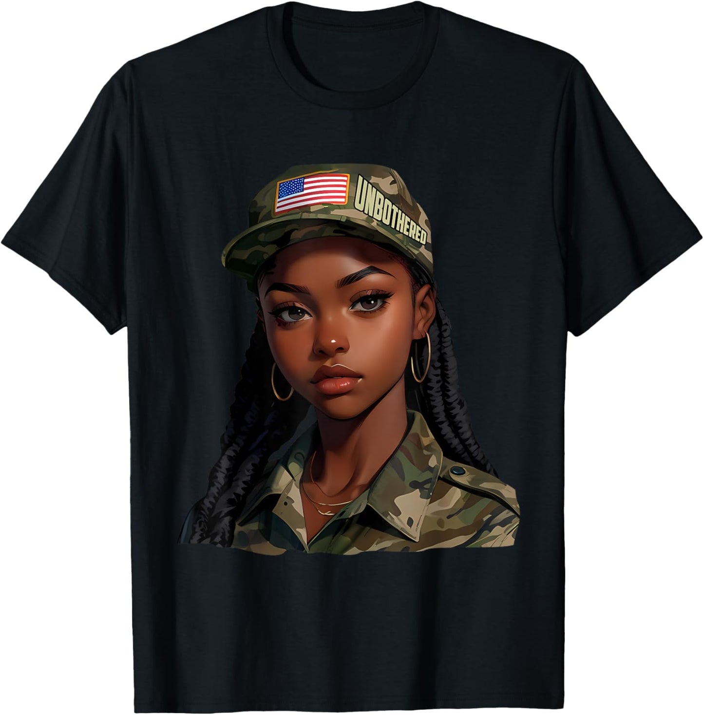 Melanin Unbothered Black Woman Locs Camo Black History Month T-Shirt - T-Shirt | Black