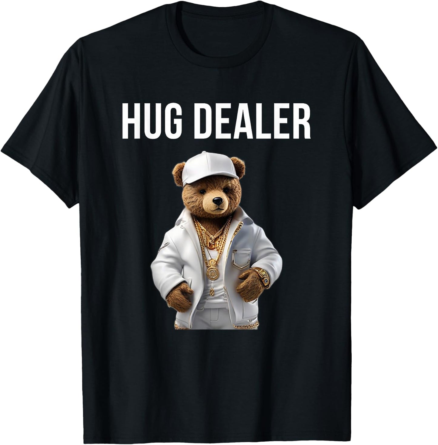 Cool Gangster Teddy Bear as Hug Dealer for Smile & Fun T-Shirt - T-Shirt | Black
