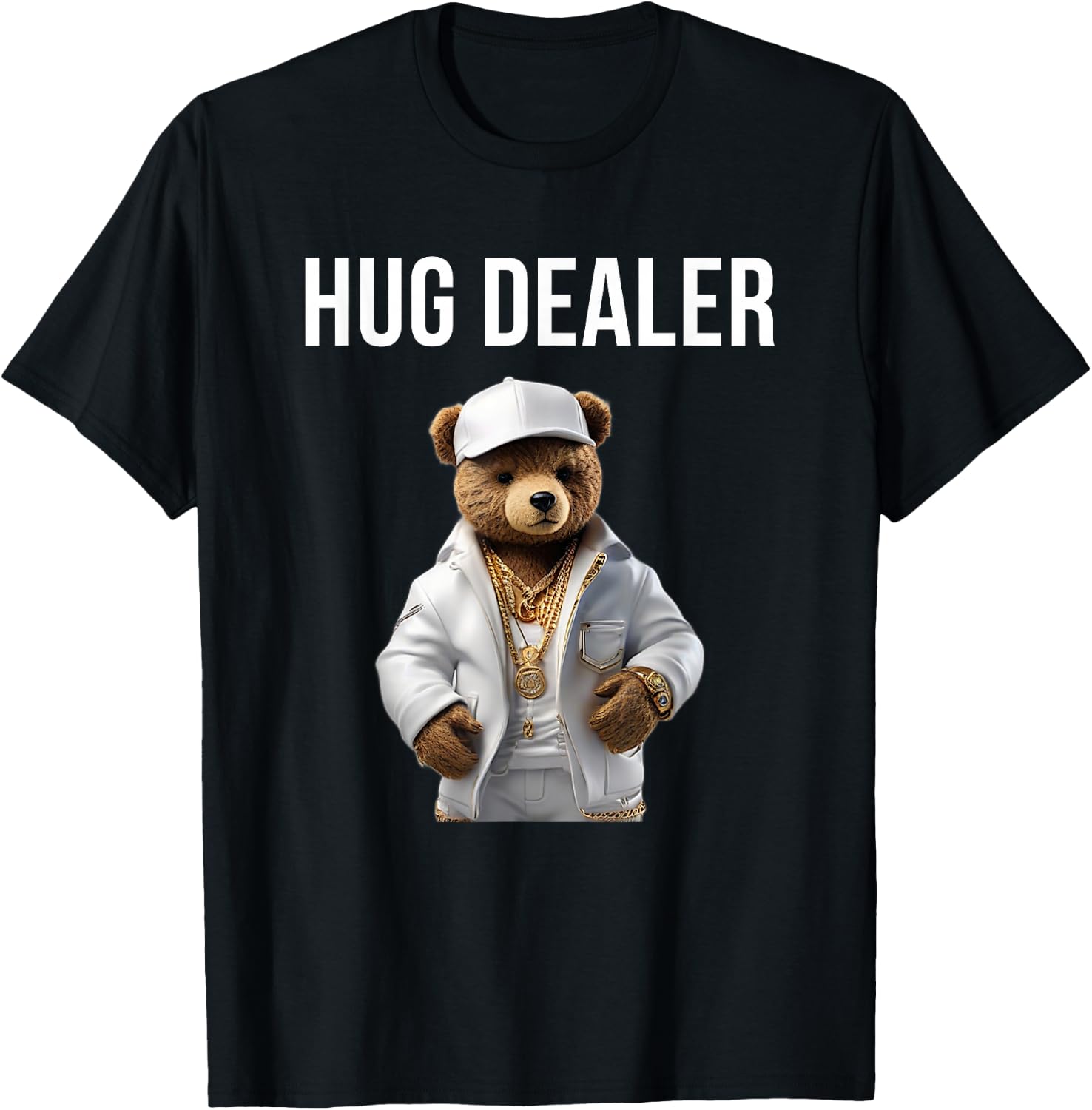 Cool Gangster Teddy Bear as Hug Dealer for Smile & Fun T-Shirt - T-Shirt | Black