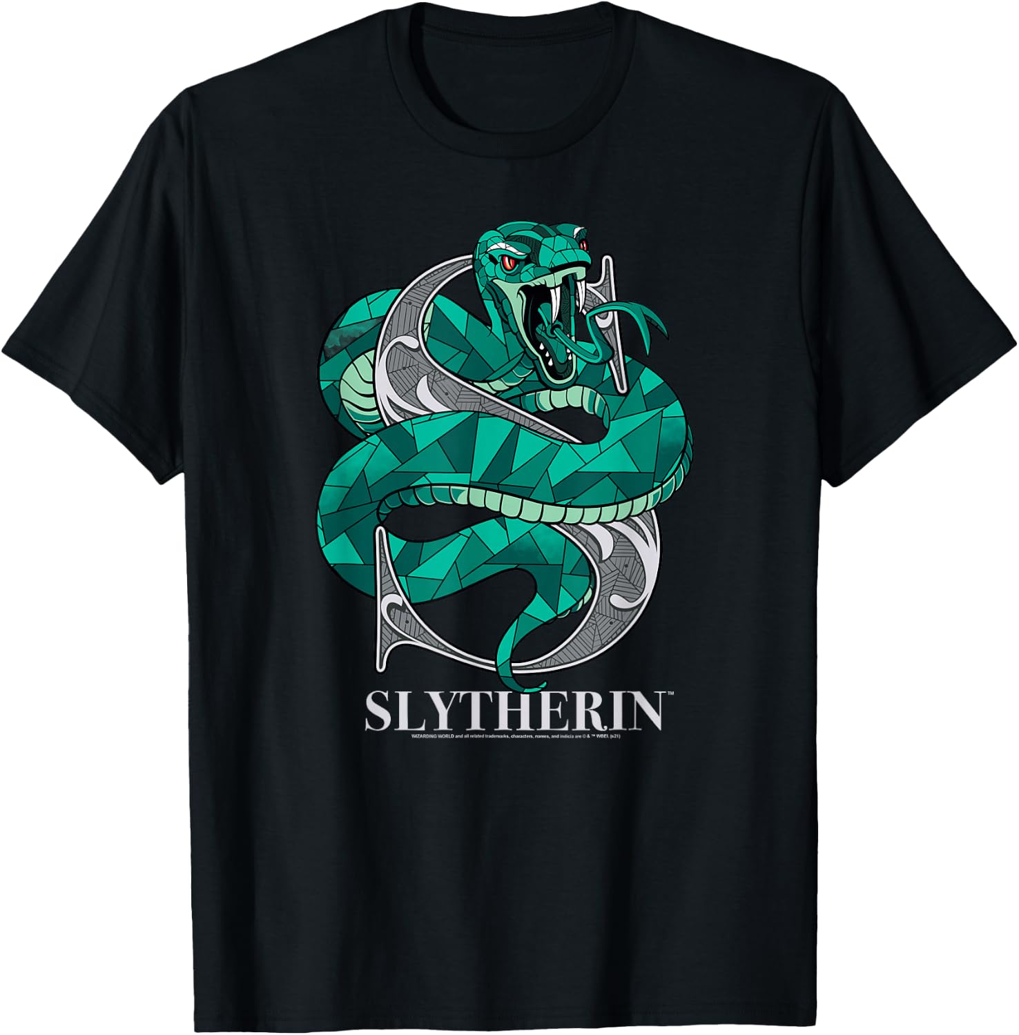 Harry Potter Mosaic Slytherin with Snake T-Shirt - T-Shirt | Black