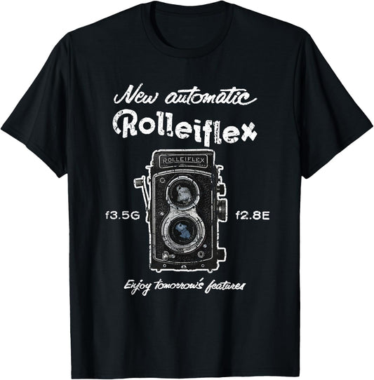 Old Vintage Rolleiflex Camera Distressed Design T-Shirt - T-Shirt | Black