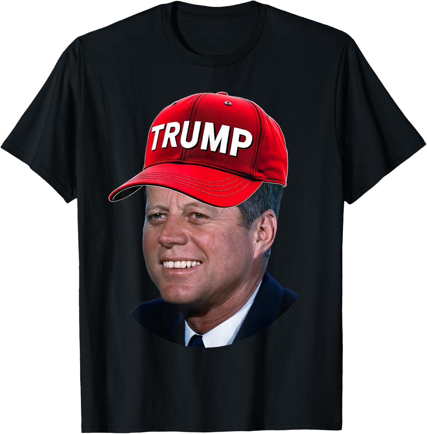JFK Wearing Trump Hat Funny John F Kennedy Meme Graphic 2024 T-Shirt - T-Shirt | Black