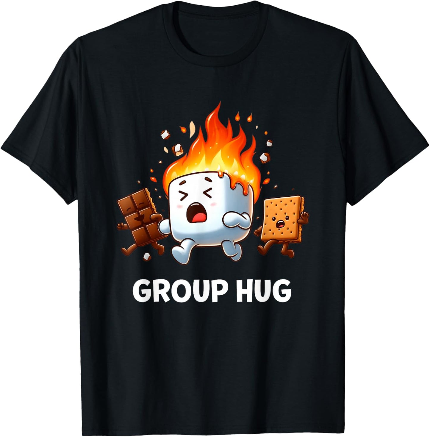 Kids Camping Shirt Group Hug Smores Marshmallow Men Women T-Shirt - T-Shirt | Black