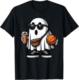 Funny Basketball Ghost Halloween Kids T-Shirt - T-Shirt | Black