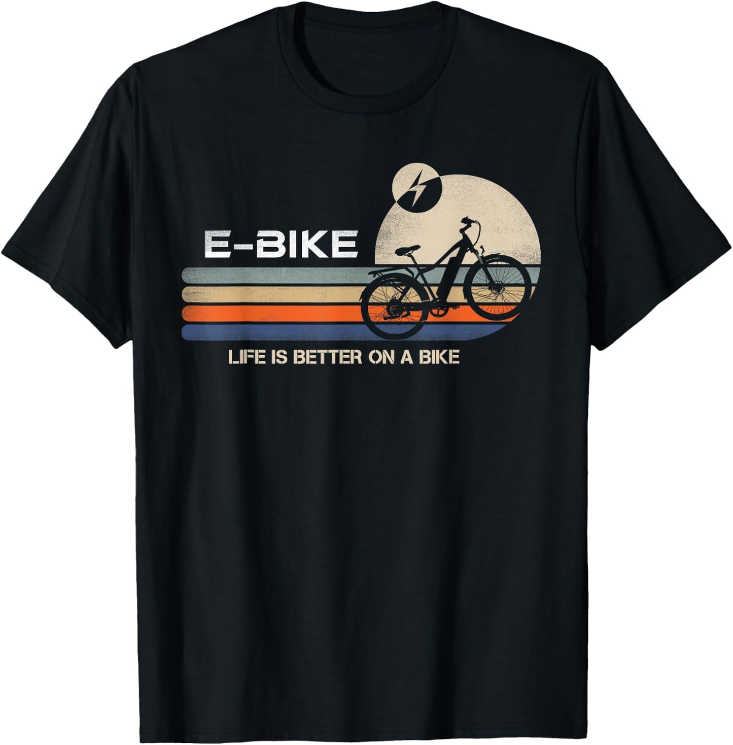 E-BIKE Retro Electric Bicycle Vintage Cycling Life is better T-Shirt - T-Shirt | Black