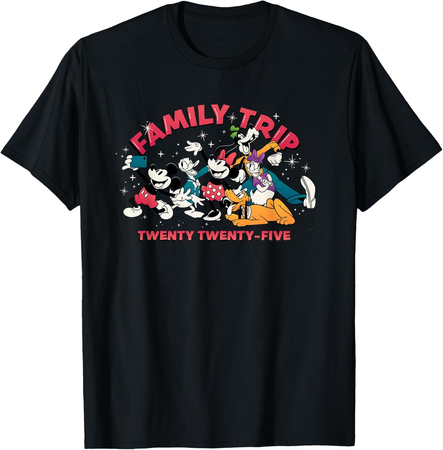 Disney Mickey & Friends Vacation Selfie Family Trip 2025 T-Shirt - T-Shirt | Black