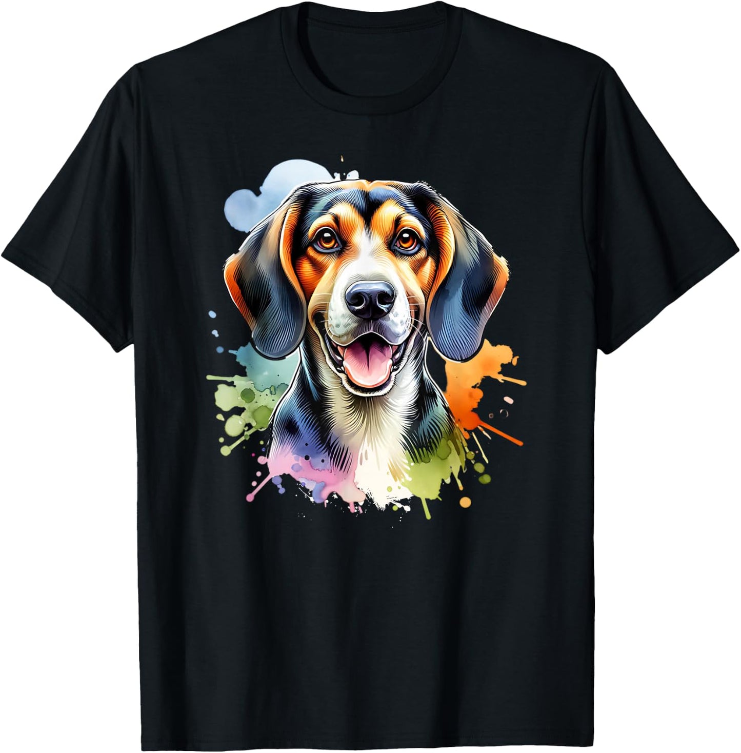 Treeing Walker Coonhound Dog Watercolor Artwork T-Shirt - T-Shirt | Black